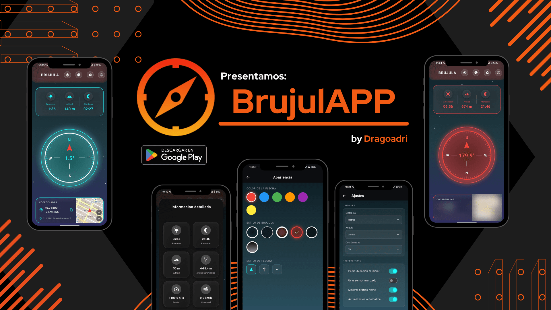 BrújulAPP: brújula, altitud y coordenadas para Android