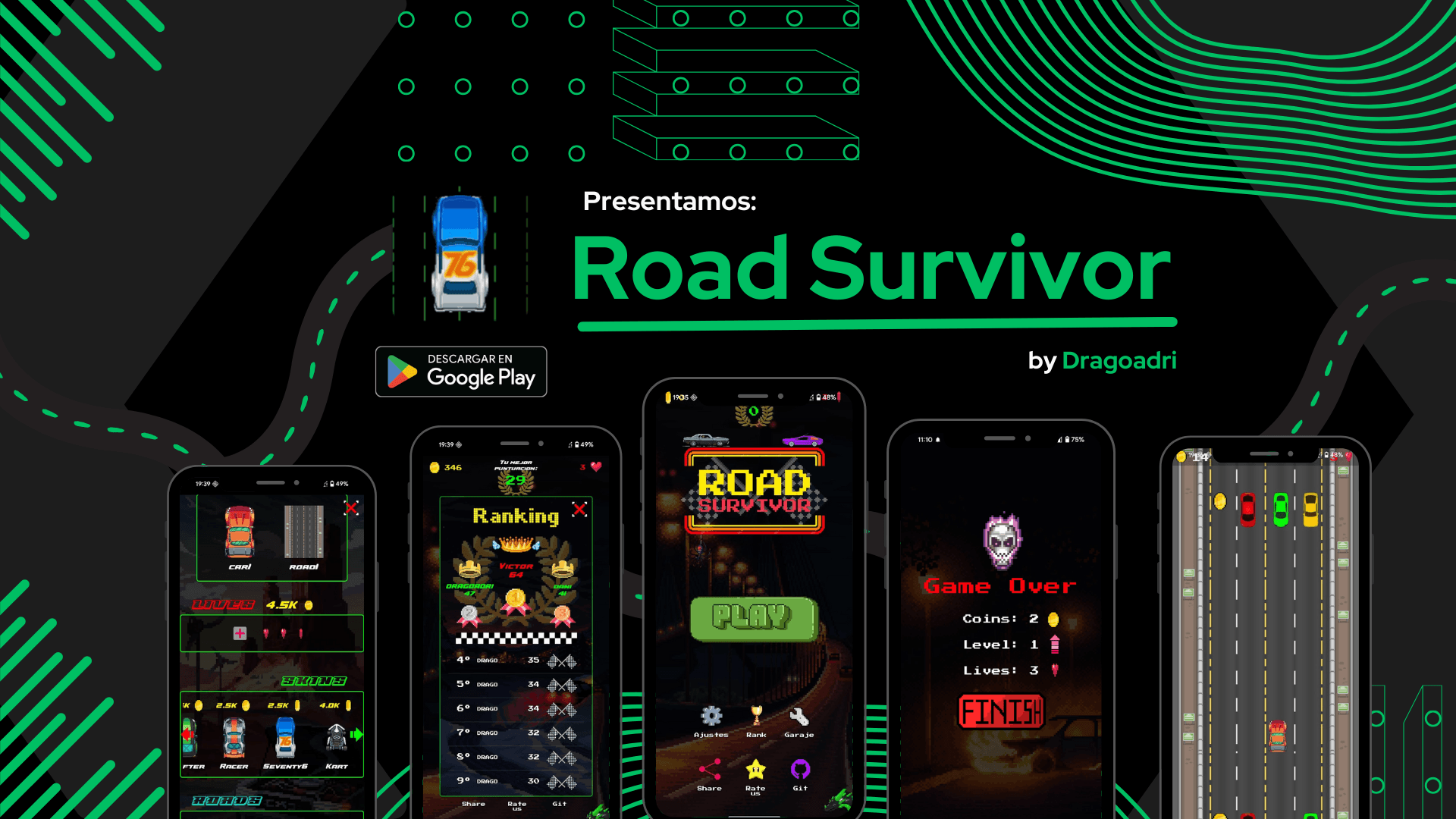 Road Survivor: arcade de conducción en Java, sin motor de juego